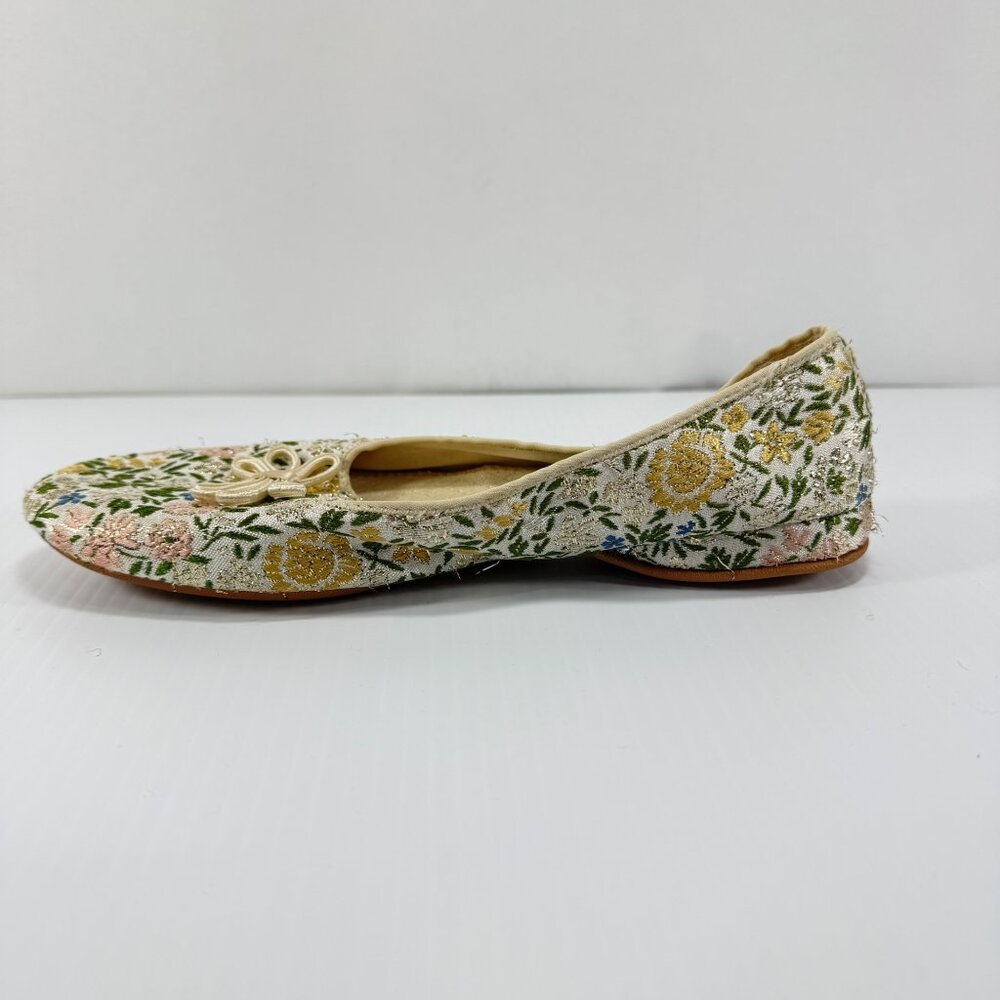 Vintage Daniel Green Slippers Womens 6 1/2 B Lotus Satin Lined Floral Brocade Ta - Picture 14 of 16